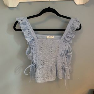 baby blue cropped blouse